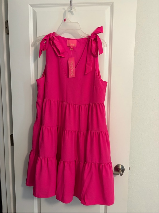 Lilly Pulitzer Dresses & Skirts - Lilly Pulitzer Fuchsia Tie-Shoulder Tiered Sundress